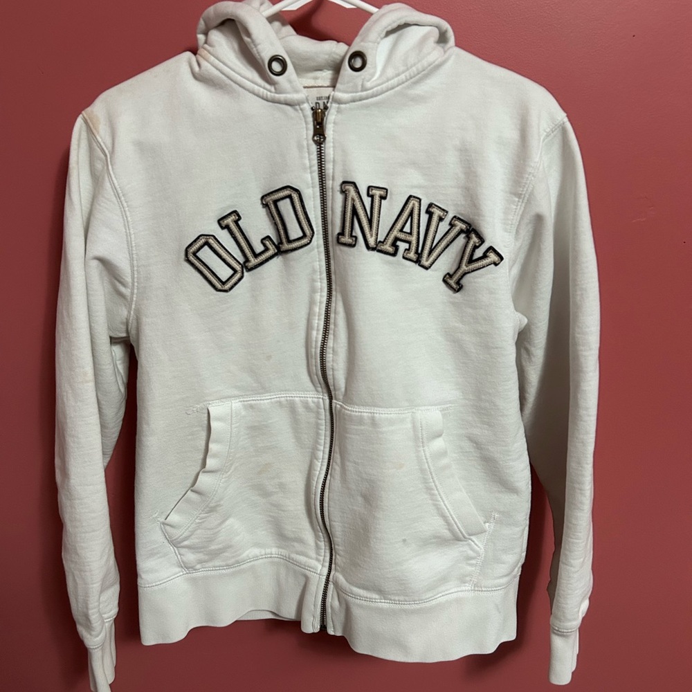 White Zip-Up Sweater Old Navy